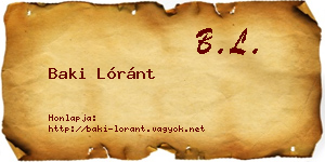 Baki Lóránt névjegykártya